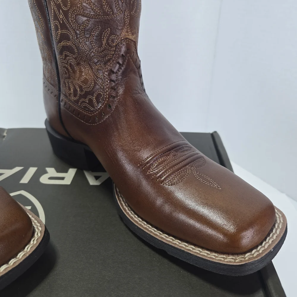 Ariat Women’s Round Up Remuda Brown Leather Cowboy Boots Women's 5.5 or 4 Youth - Picture 6 of 16